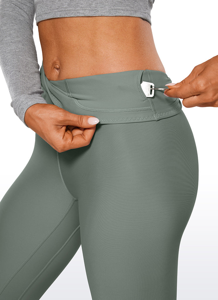 CRZ YOGA Women's Winter High Rise Thermal Fleece Lined Leggings 28'' Olive Green