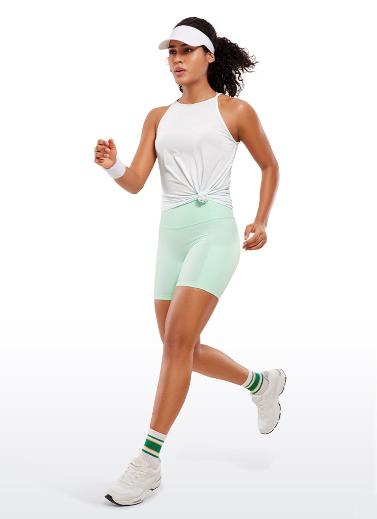 CRZ YOGA Women's Run High Rise Biker Nakedfeel Light Pocket Shorts 6'' Lilac