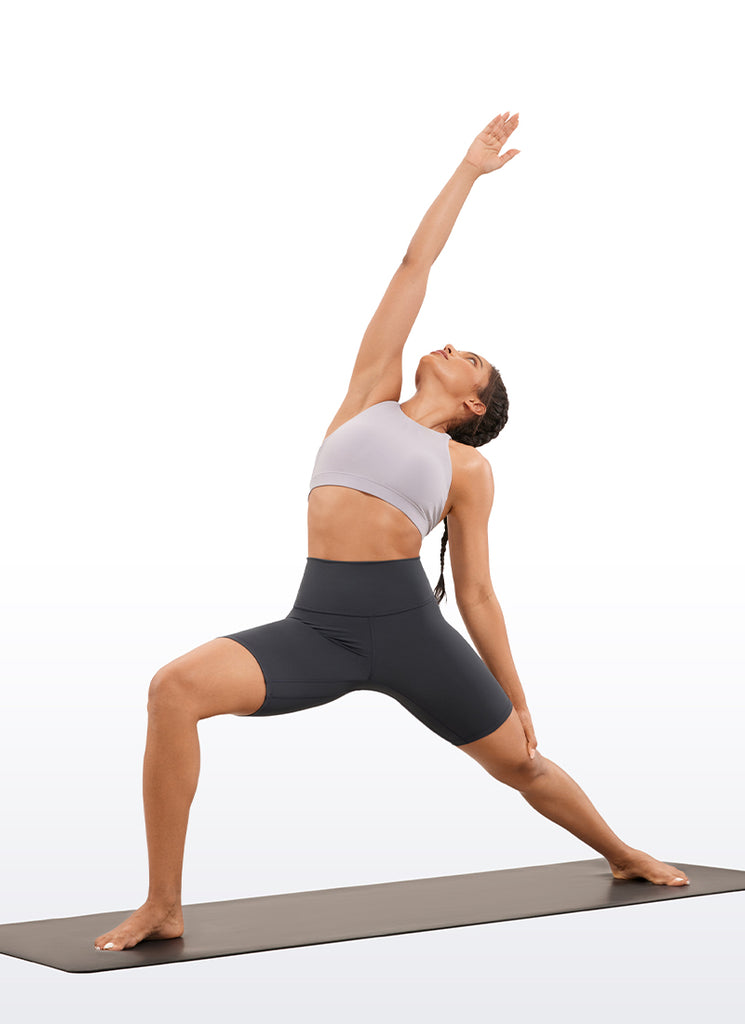 CRZ YOGA Women's Yoga High Rise Biker Shorts Nakedfeel Shorts 8'' Hot Fudge Brown