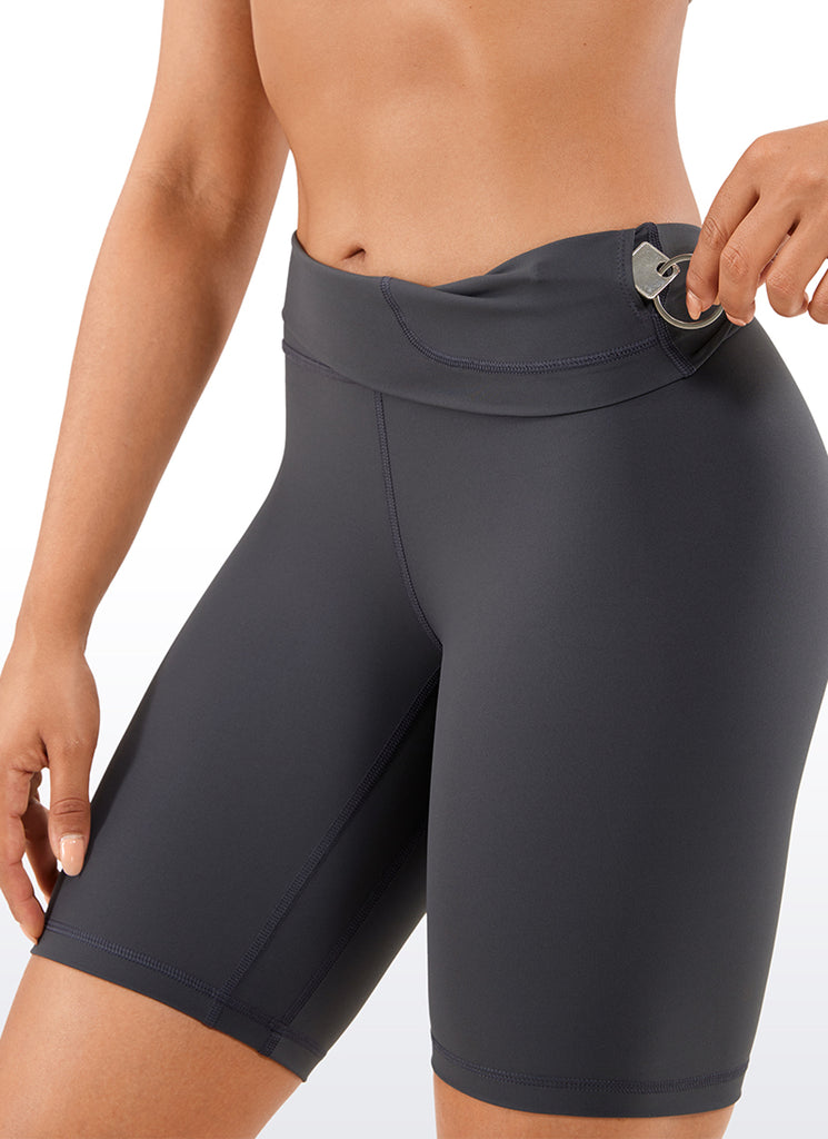 CRZ YOGA Women's Yoga High Rise Biker Shorts Nakedfeel Shorts 8'' Hot Fudge Brown