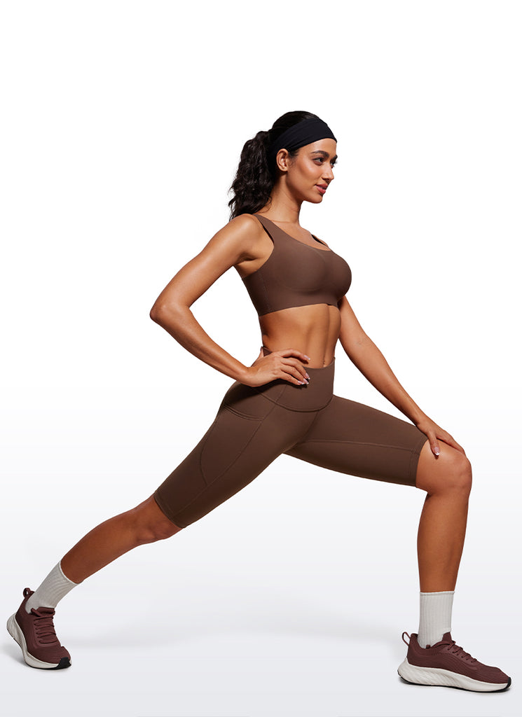 CRZ YOGA Women's Train High Rise Biker Nakedfeel Shorts Pockets 10'' Arctic Plum