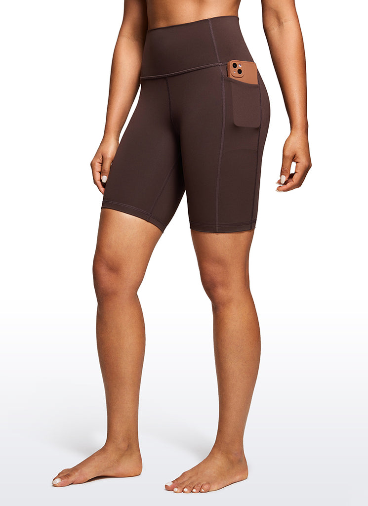 CRZ YOGA Women's Train High Rise Biker Nakedfeel Pocket Shorts 8'' Waves Blue