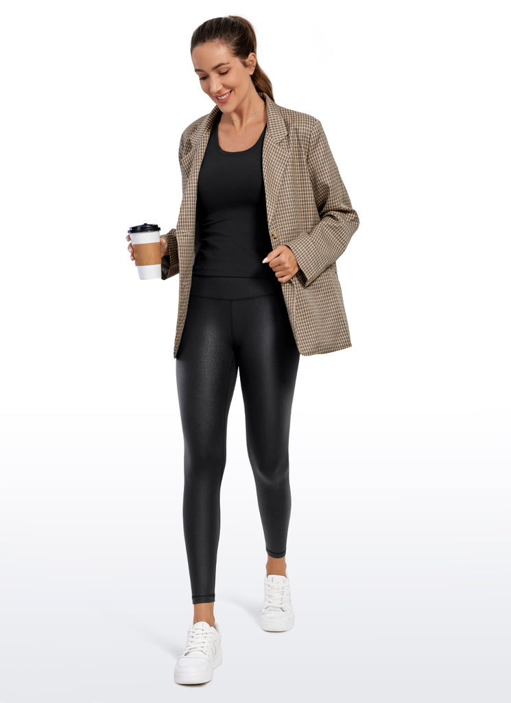 CRZ YOGA Women Butterluxe Matte Faux Leather Leggings 25'' Mysterious Grey Foil Pattern