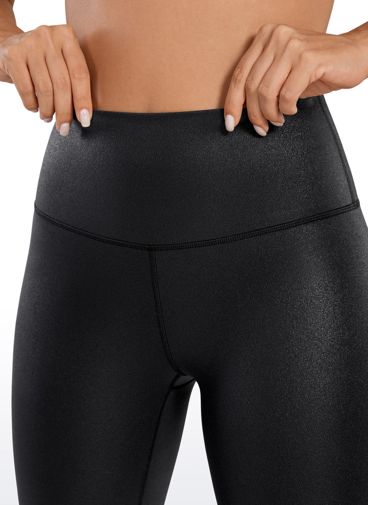 CRZ YOGA Women Butterluxe Matte Faux Leather Leggings 25'' Mysterious Grey Foil Pattern