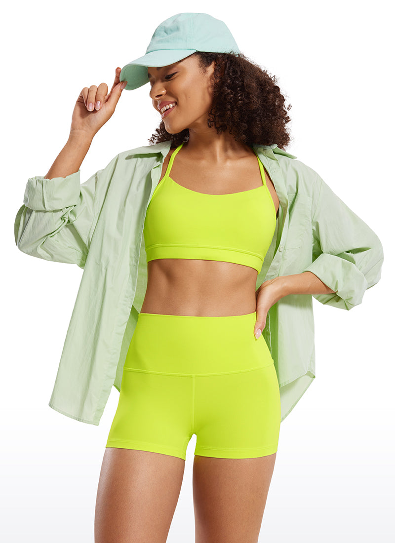 CRZ YOGA Women's Yoga High Rise Booty Butterluxe Biker Shorts 2.5'' Neon Yellow