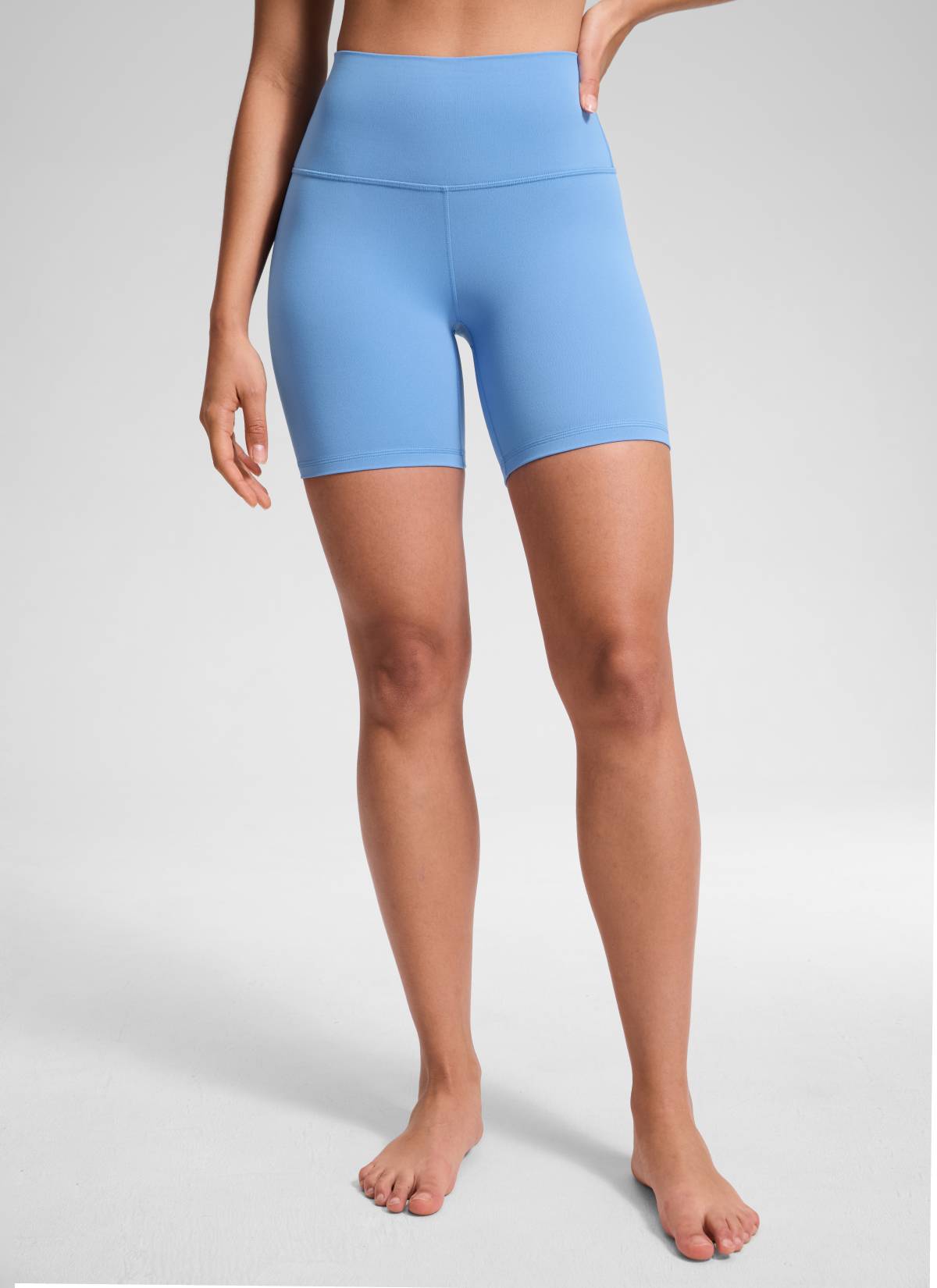 CRZ YOGA Women's Yoga High Rise Biker Shorts Butterluxe Shorts 6'' Party Blue