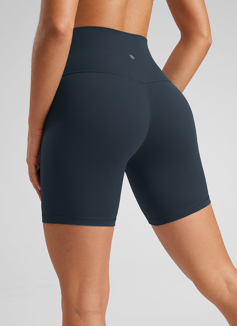 CRZ YOGA Women's Yoga High Rise Biker Shorts Butterluxe Shorts 6'' True Navy