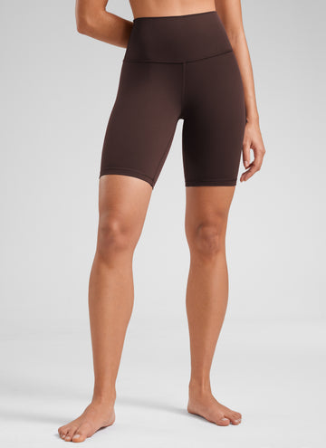 CRZ YOGA Women's Yoga High Rise Butterluxe Long Biker Shorts 8'' Hot Fudge Brown