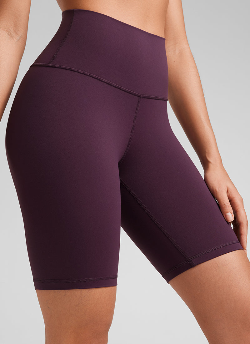 CRZ YOGA Women's Yoga High Rise Butterluxe Long Biker Shorts 8'' Deep Purple