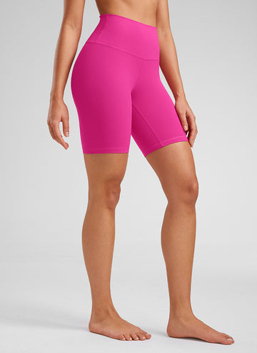CRZ YOGA Women's Yoga High Rise Butterluxe Long Biker Shorts 8'' Hibiscus Purple