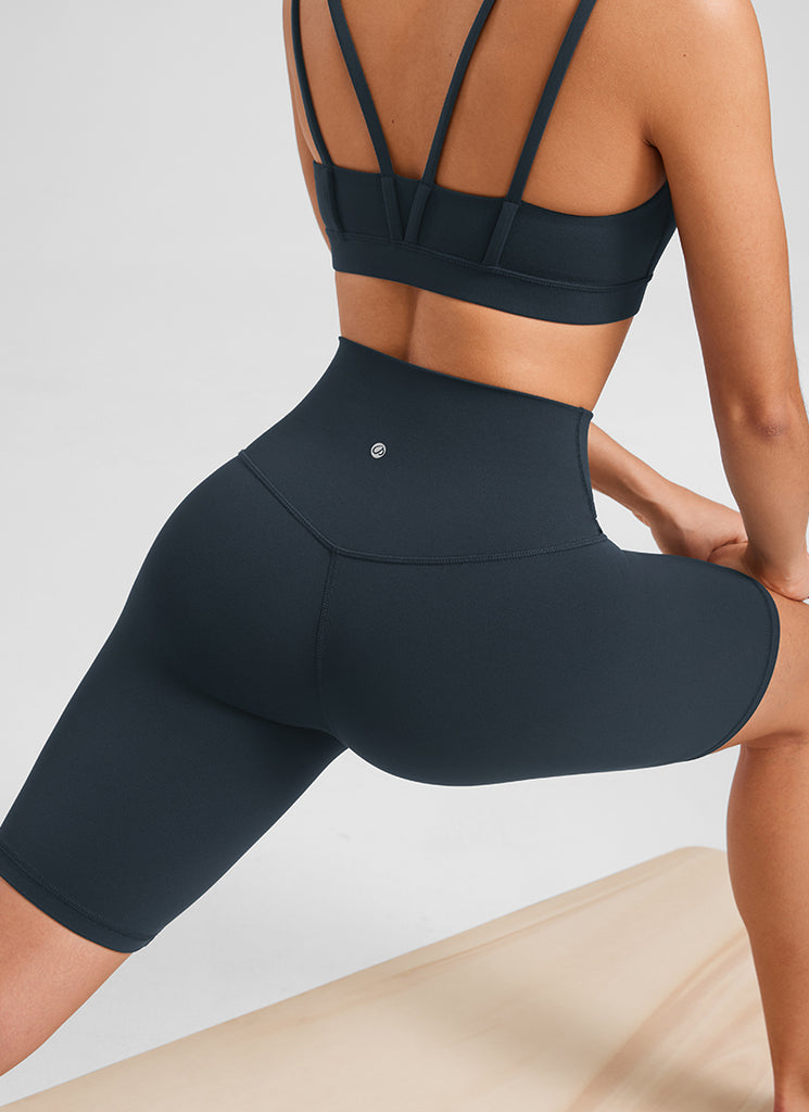 CRZ YOGA Women's Yoga High Rise Butterluxe Long Biker Shorts 8'' True Navy