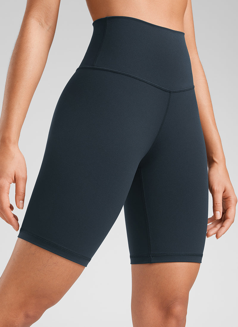 CRZ YOGA Women's Yoga High Rise Butterluxe Long Biker Shorts 8'' True Navy