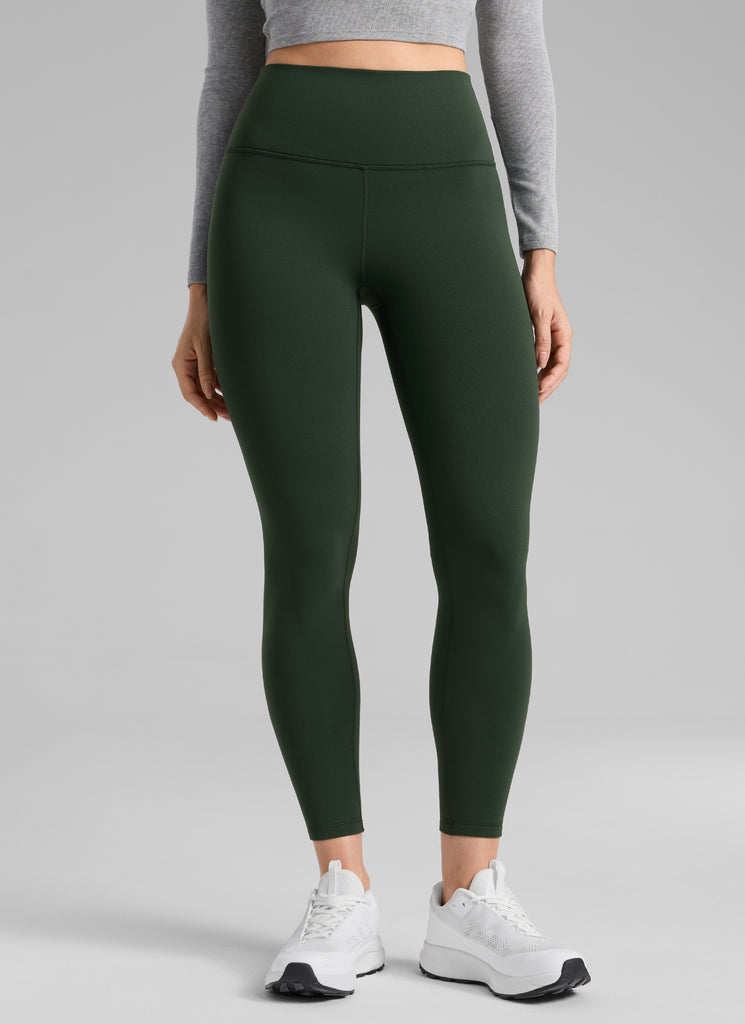 CRZ YOGA Women's Thermal Fleece Lined Casual High Rise Legging 25'' Legend Green
