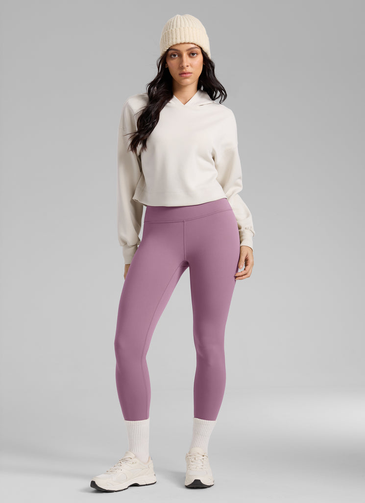 CRZ YOGA Women's Thermal Fleece Lined Casual High Rise Legging 25'' Light Lavender