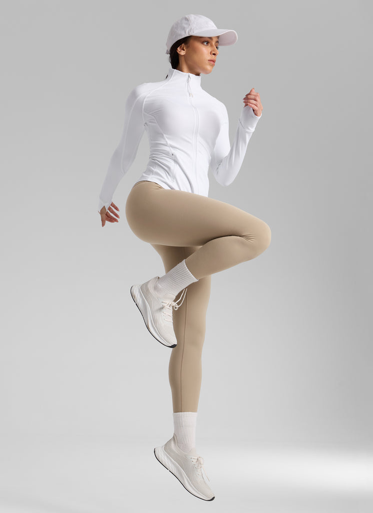 CRZ YOGA Women's Thermal Fleece Lined Casual High Rise Legging 25'' Oak