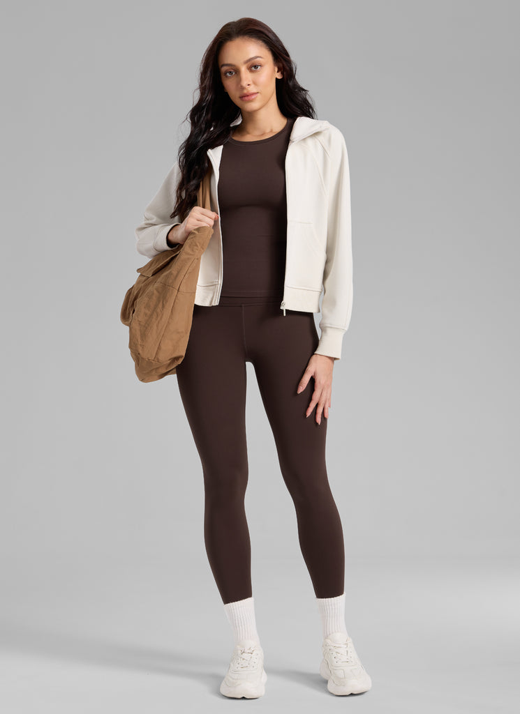 CRZ YOGA Women's Fleece Lined Casual High Rise Legging 28'' Hot Fudge Brown