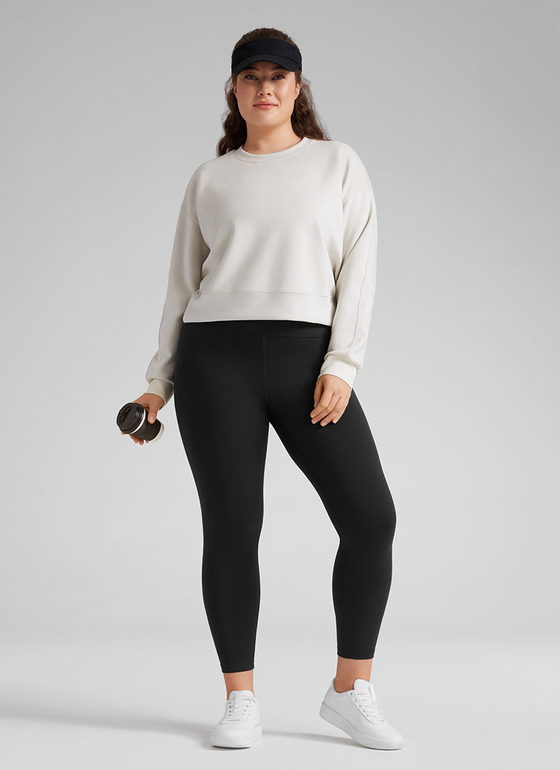 CRZ YOGA Women's Yoga High Rise Plus Size Butterluxe Leggings 25'' Black
