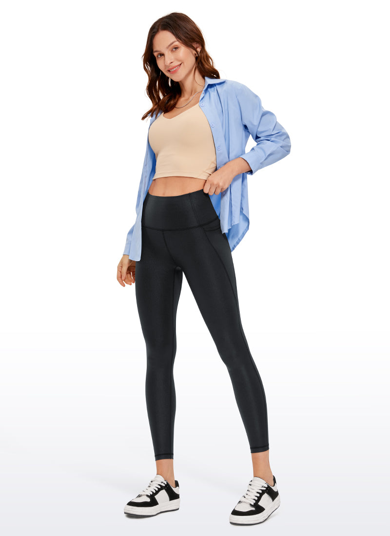 CRZ YOGA Women's Yoga Lounge High Rise Butterluxe Pocket Leggings 25'' Black Classic