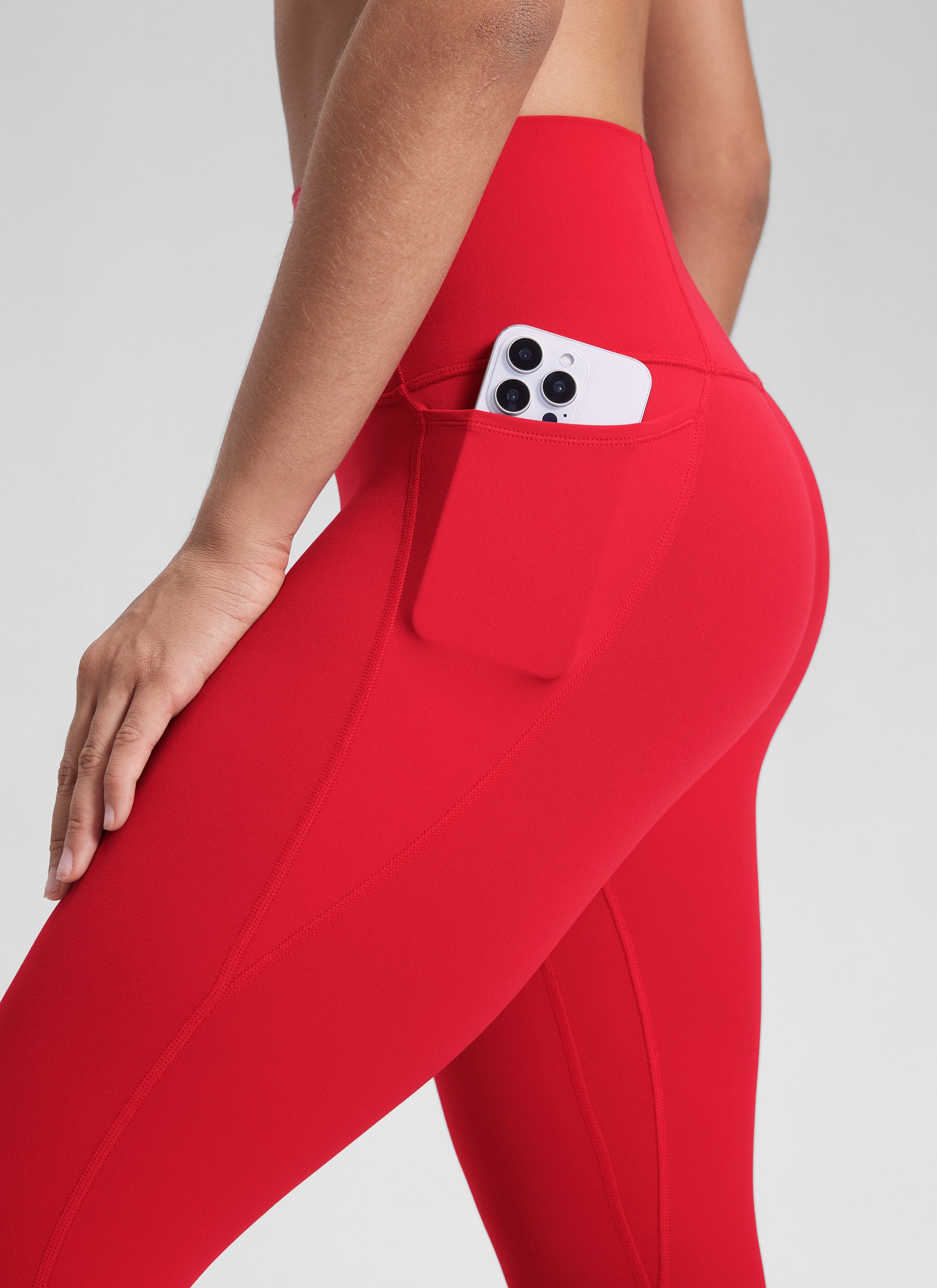 CRZ YOGA Women's Yoga Lounge High Rise Butterluxe Pocket Leggings 25'' Red Merlot