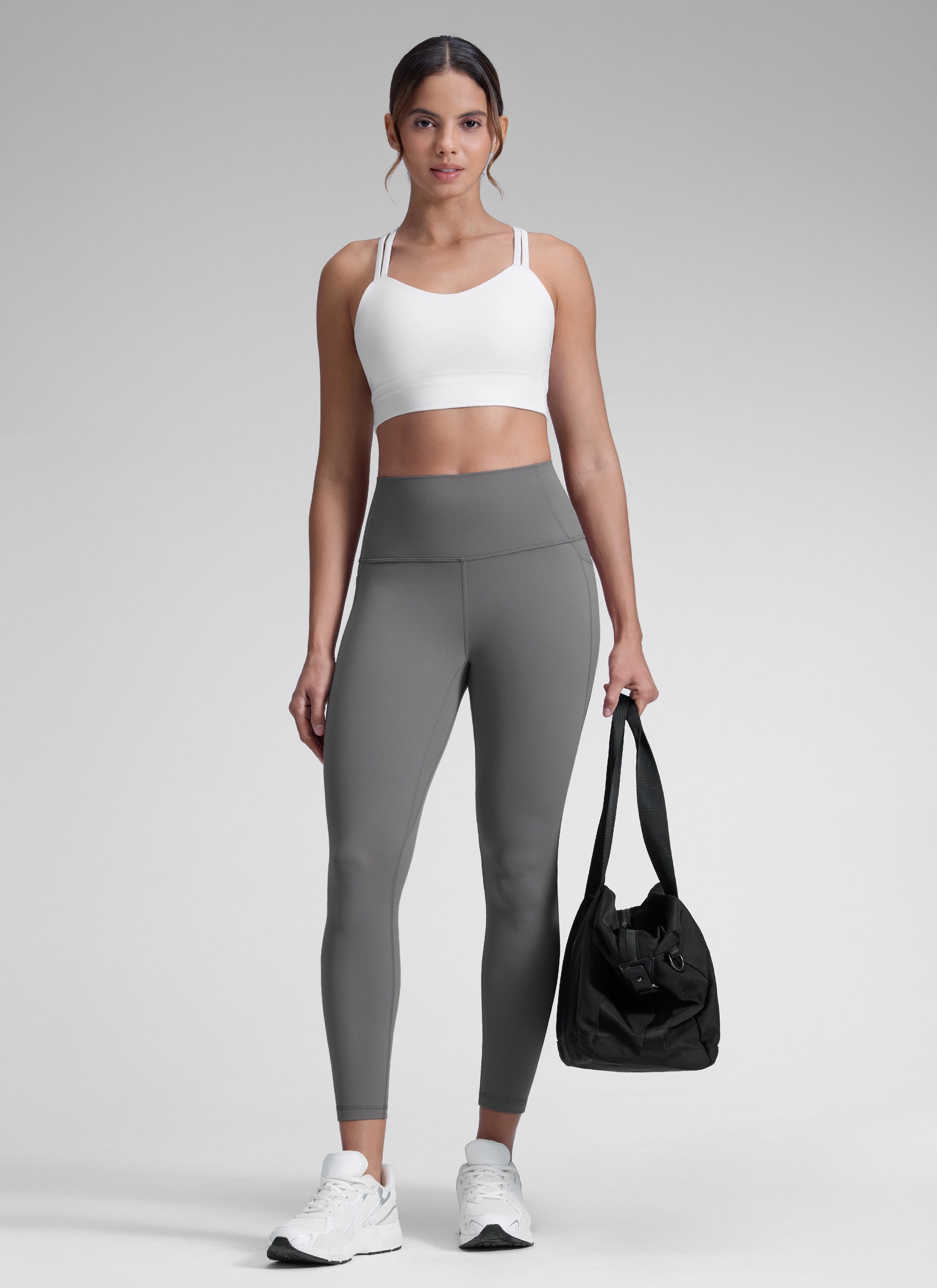 CRZ YOGA Women's Yoga Lounge High Rise Butterluxe Pocket Leggings 25'' Ash Grey
