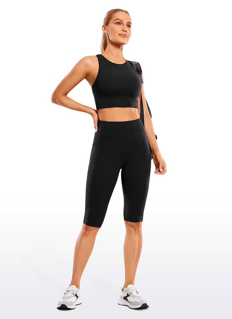 CRZ YOGA Women's Butterluxe Knee Length Pockets Capri Leggings 13" Black