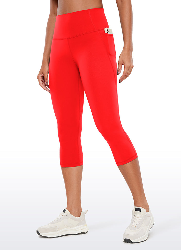 CRZ YOGA Womens Butterluxe High Waist Pockets Capri Leggings 19'' Taupe