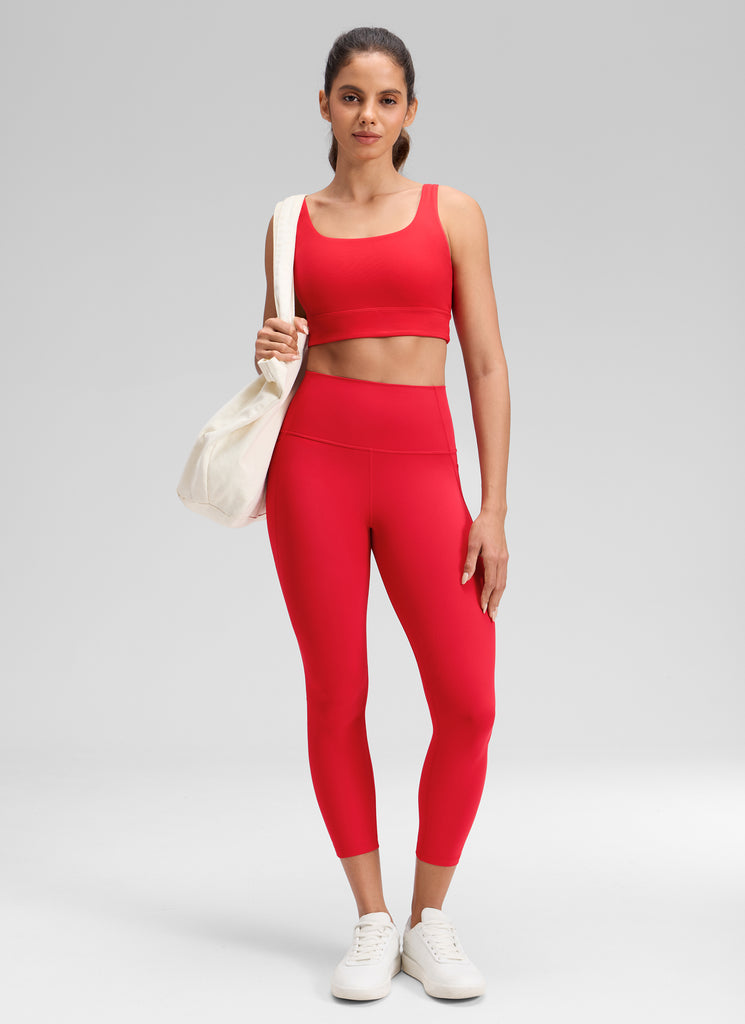 CRZ YOGA Womens Butterluxe High Waist Pockets Capri Leggings 23'' Aurora Red