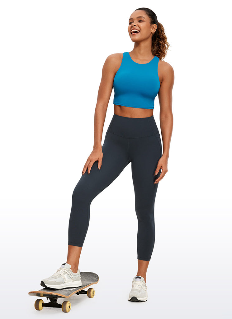 CRZ YOGA Womens Butterluxe High Waist Pockets Capri Leggings 23'' Black