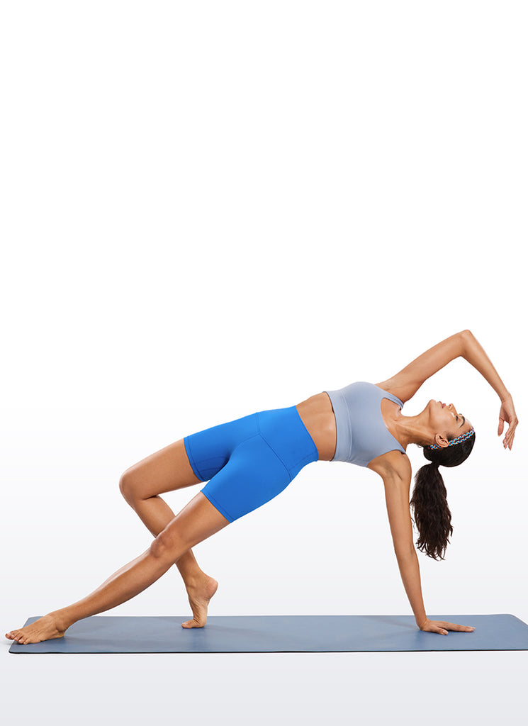 CRZ YOGA Women's Yoga Super High Waist Butterluxe Shorts 6'' Sparkle Blue