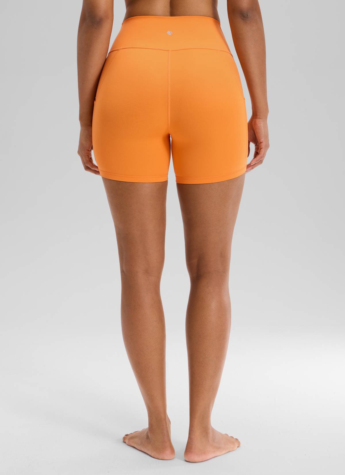 CRZ YOGA Women's Yoga High Rise Biker Butterluxe Pockets Shorts 5'' Tiger Orange