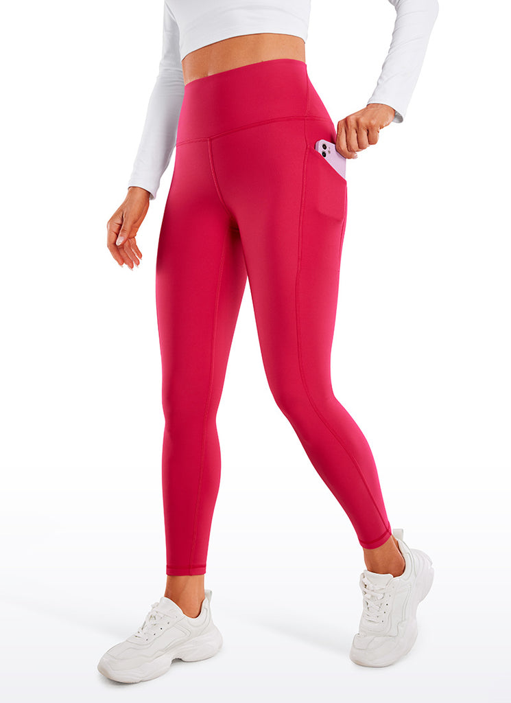 CRZ YOGA Womens Water Resistant Fleece Lined Soft Pockets Leggings 26.5" Viva Magenta
