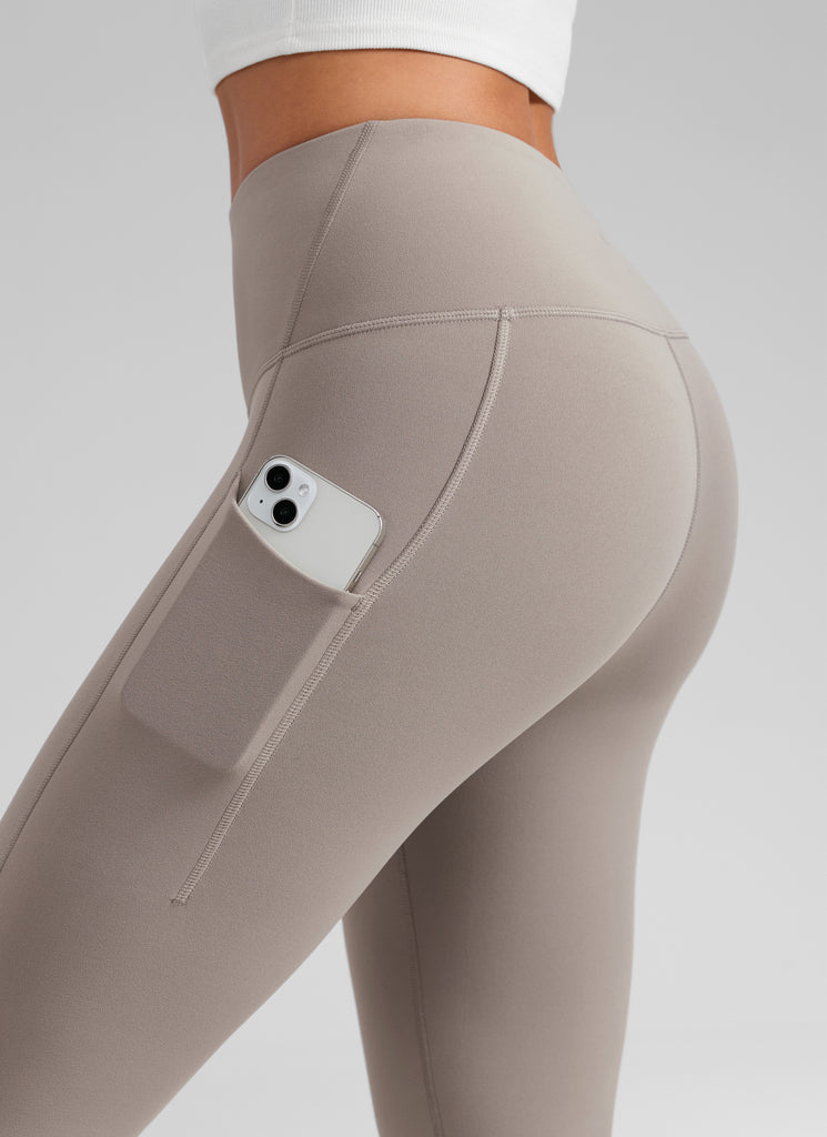 CRZ YOGA Women's Water-resistant Fleece Lined Pocket Leggings 28" Rock grey