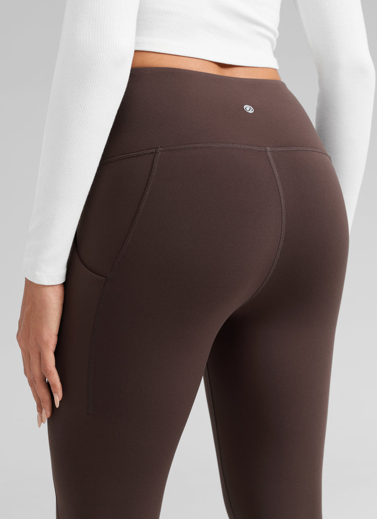 CRZ YOGA Women's Water-resistant Fleece Lined Pocket Leggings 28" Hot Fudge Brown