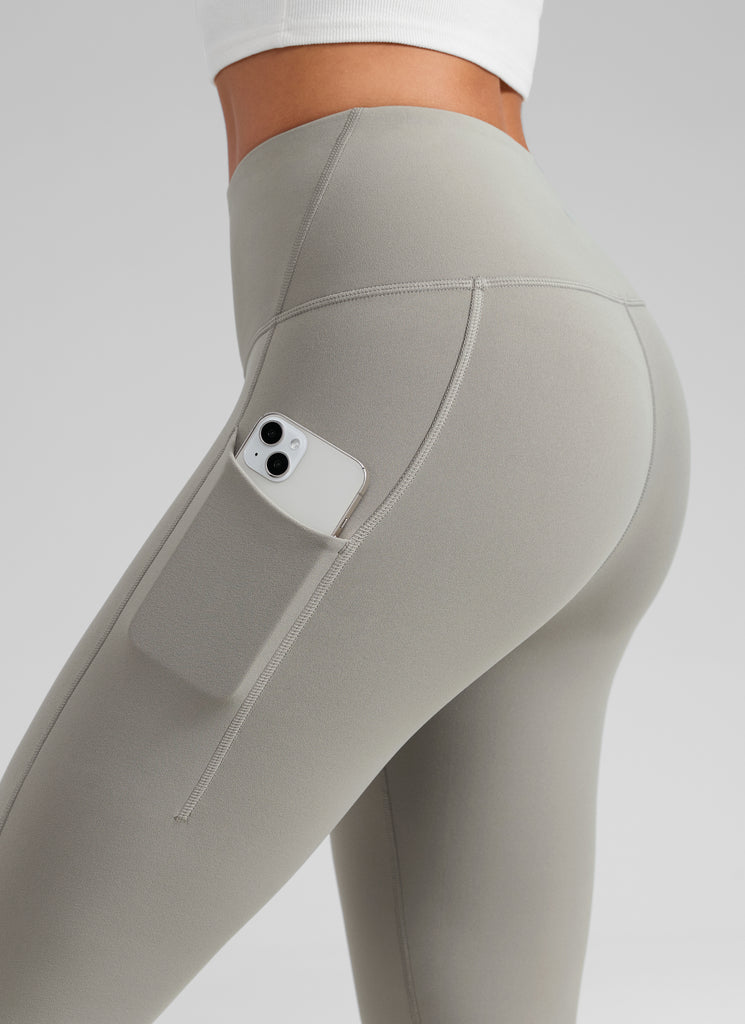 CRZ YOGA Women's Water-resistant Fleece Lined Pocket Leggings 28" Aurora Red