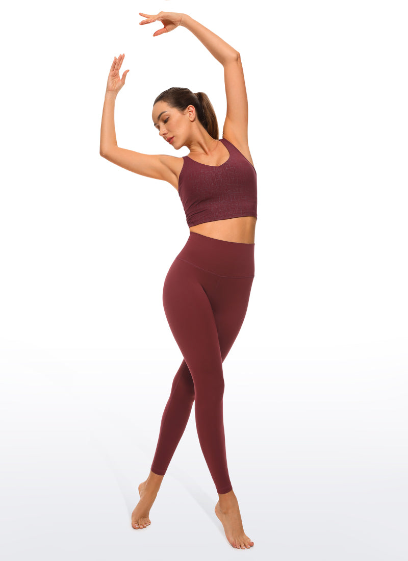 CRZ YOGA Women's Yoga High Rise Air Feeling Yoga Leggings 25'' Noctilucence Red