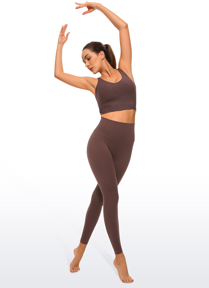 CRZ YOGA Women's Yoga High Rise Air Feeling Yoga Leggings 25'' Taupe