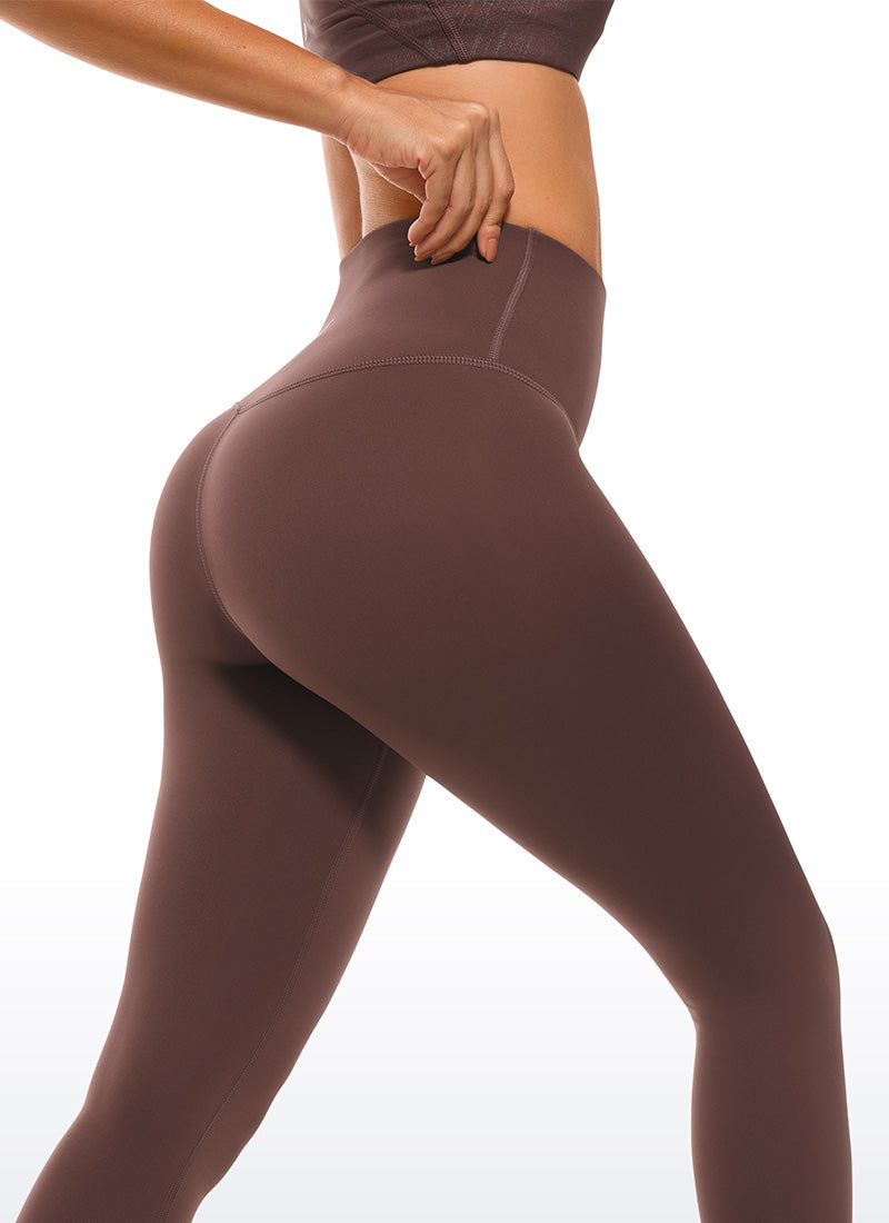 CRZ YOGA Women's Yoga High Rise Air Feeling Yoga Leggings 25'' Taupe