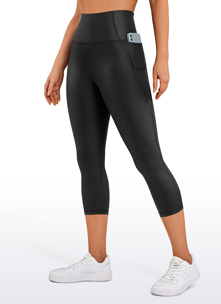 CRZ YOGA Women's Yoga High Rise Butterluxe Capri with Pockets 21'' Black Classic