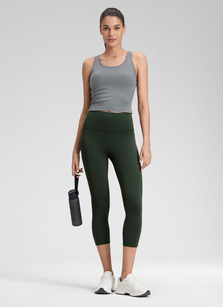 CRZ YOGA Women's Yoga High Rise Butterluxe Capri with Pockets 21'' Hot Fudge Brown