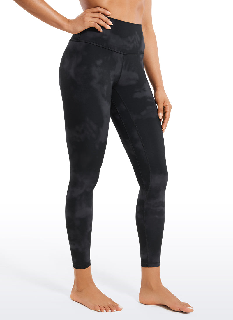 CRZ YOGA Women's Yoga Train High Rise Brushed Nakedfeel Leggings 25'' Black Tie Dye Flowers