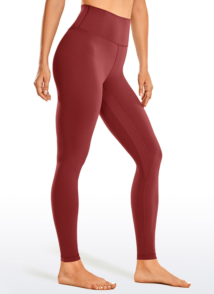 CRZ YOGA Women's Yoga High Rise Brushed Nakedfeel Leggings 28'' Deep Wine