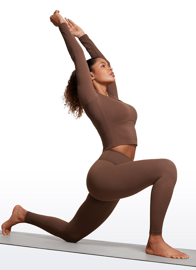 CRZ YOGA Women's Yoga High Rise Brushed Nakedfeel Leggings 28'' Deep Wine