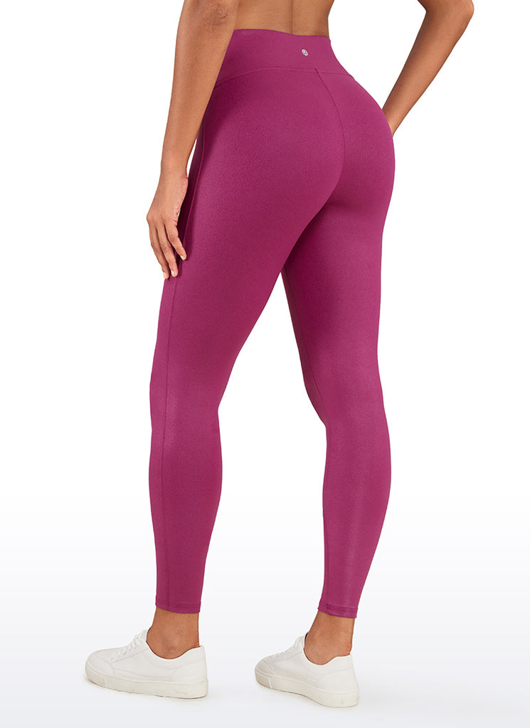 CRZ YOGA Women Butterluxe Matte Faux Leather No Front Seam Leggings 26.5'' Ruby Red Classic Pattern