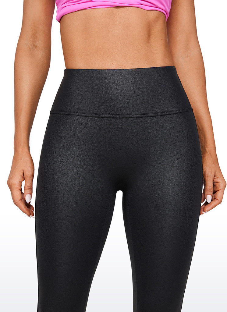 CRZ YOGA Women Butterluxe Matte Faux Leather No Front Seam Leggings 28'' Black Classic