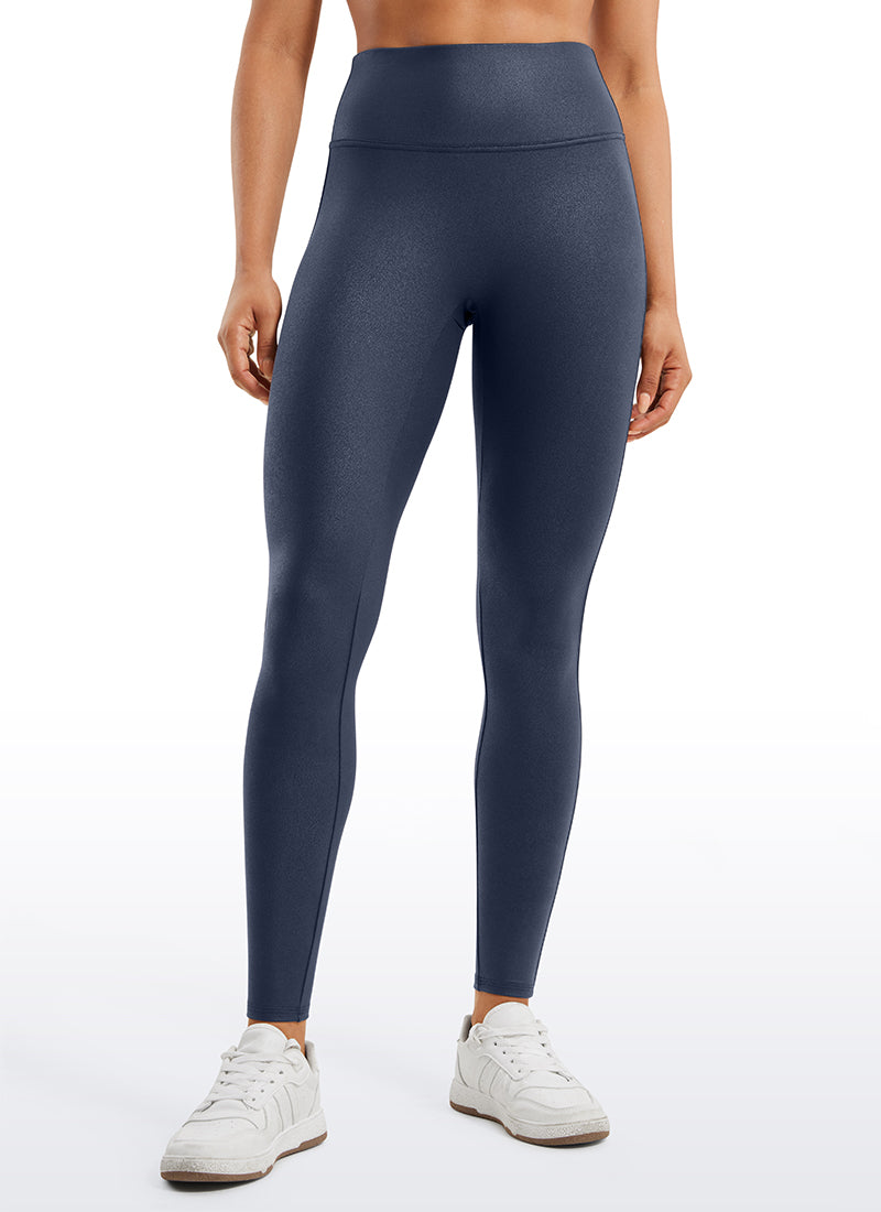 CRZ YOGA Women Butterluxe Matte Faux Leather No Front Seam Leggings 28'' Real Navy Foil Pattern