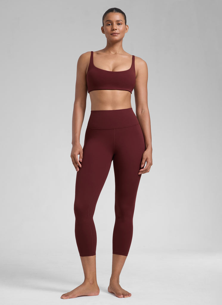 CRZ YOGA Women's High Waisted Capris Workout Leggings 23" Red Merlot