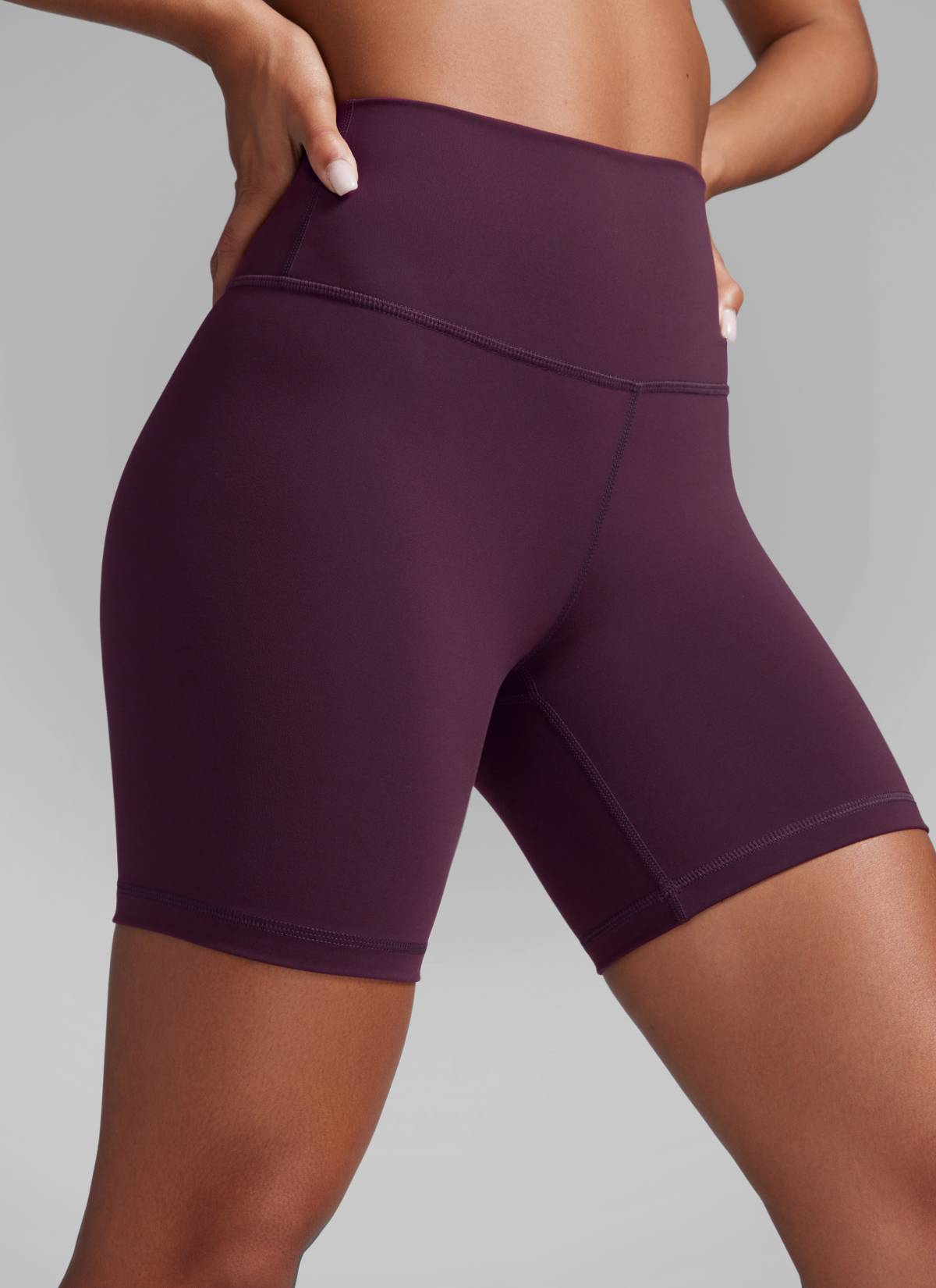 CRZ YOGA Women's Workout High Rise Biker Shorts Butterbreeze Shorts 6'' Deep Purple @model_info:Crystal