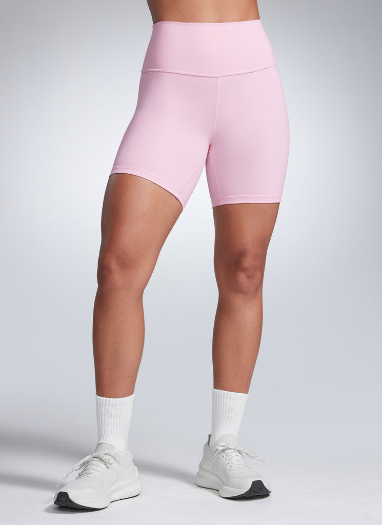 CRZ YOGA Women's Workout High Rise Biker Shorts Butterbreeze Shorts 6'' Strawberry Pink
