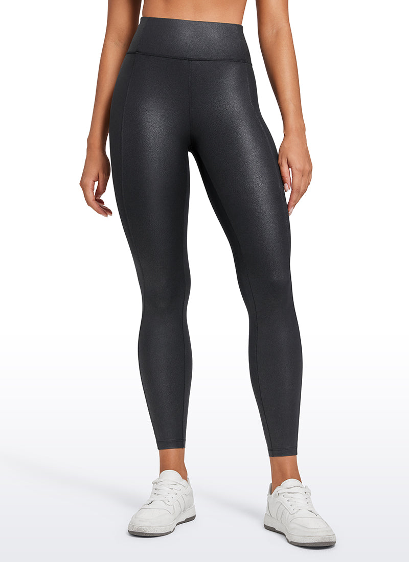 CRZ YOGA Butterluxe Women Matte Faux Leather Leggings Back Pockets 25