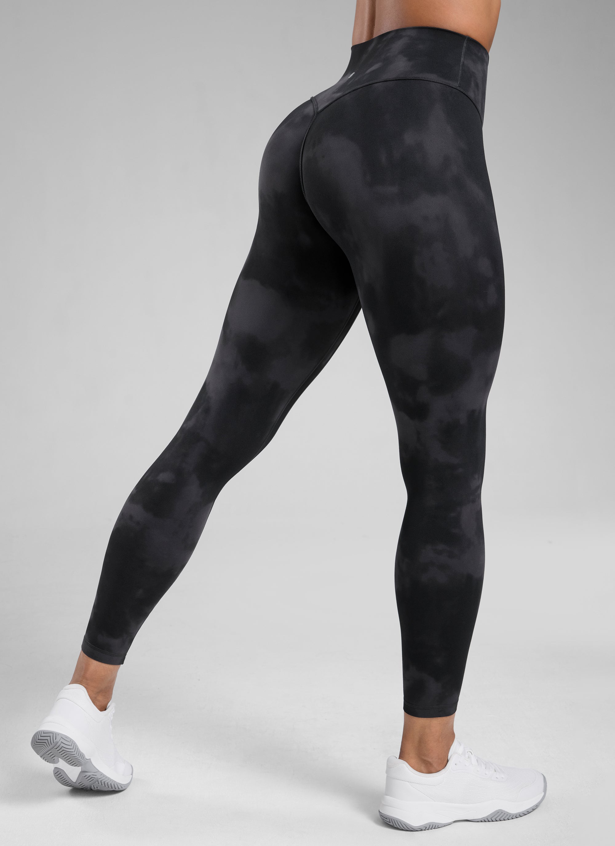 CRZ YOGA Women Butterlift High Rise Scrunch Butt Legging No Front Seam Black Tie Dye Flowers